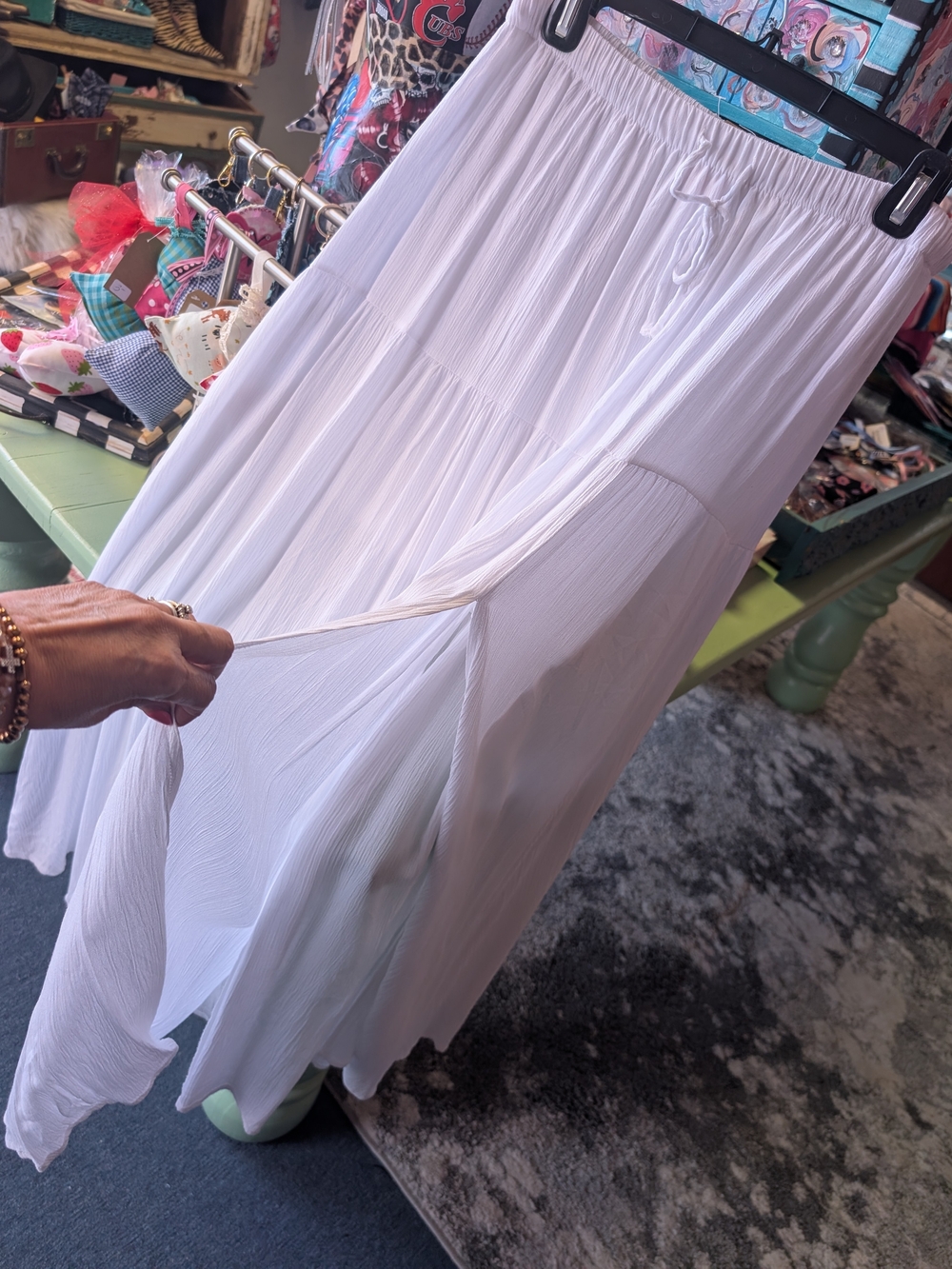 White Tiered Maxi Skirt — Women